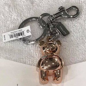 Coach Rose Gold 3 D Bear Bag Charm/key ring